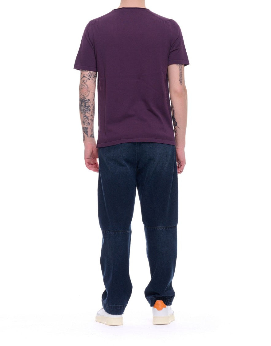 Fabrizio Del Carlo Purple Regular Fit Cotton Round Neck T-Shirt