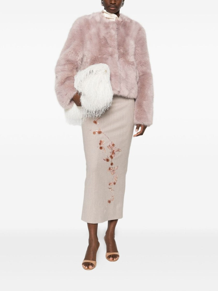 Stand Studio Cropped Faux Fur Jacket With Boxy Silhouette