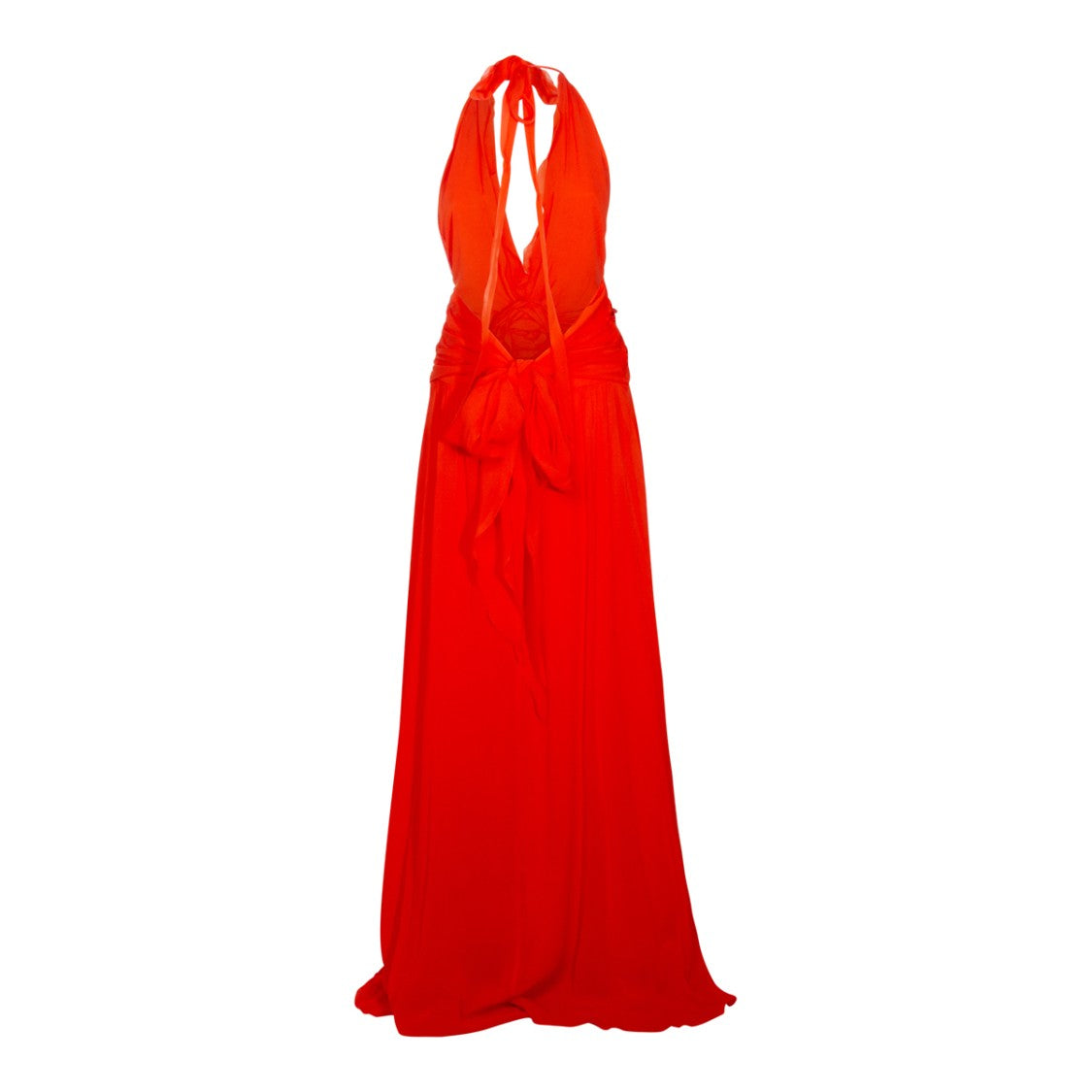 Blumarine Draped Orange Viscose Maxi Dress