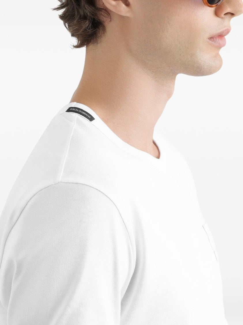 Dolce & Gabbana White Logo Appliqué T-Shirt