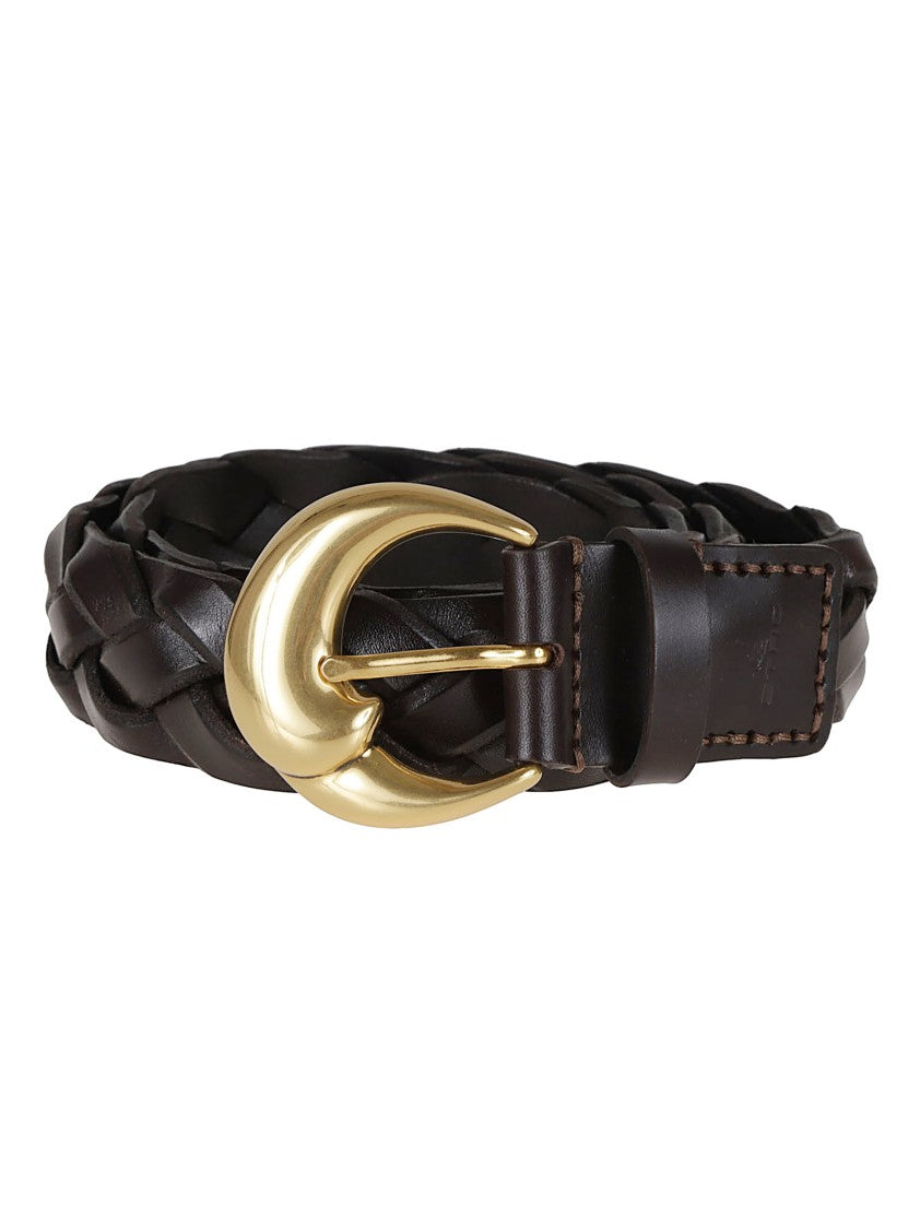 Etro Dark Brown Woven Leather Belt