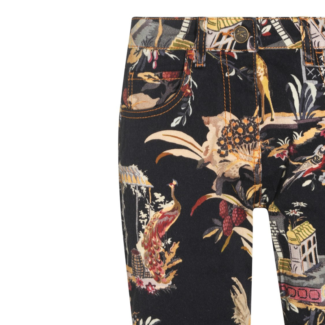 Etro Floral-Print Straight Fit Jeans With Bordeaux Accents