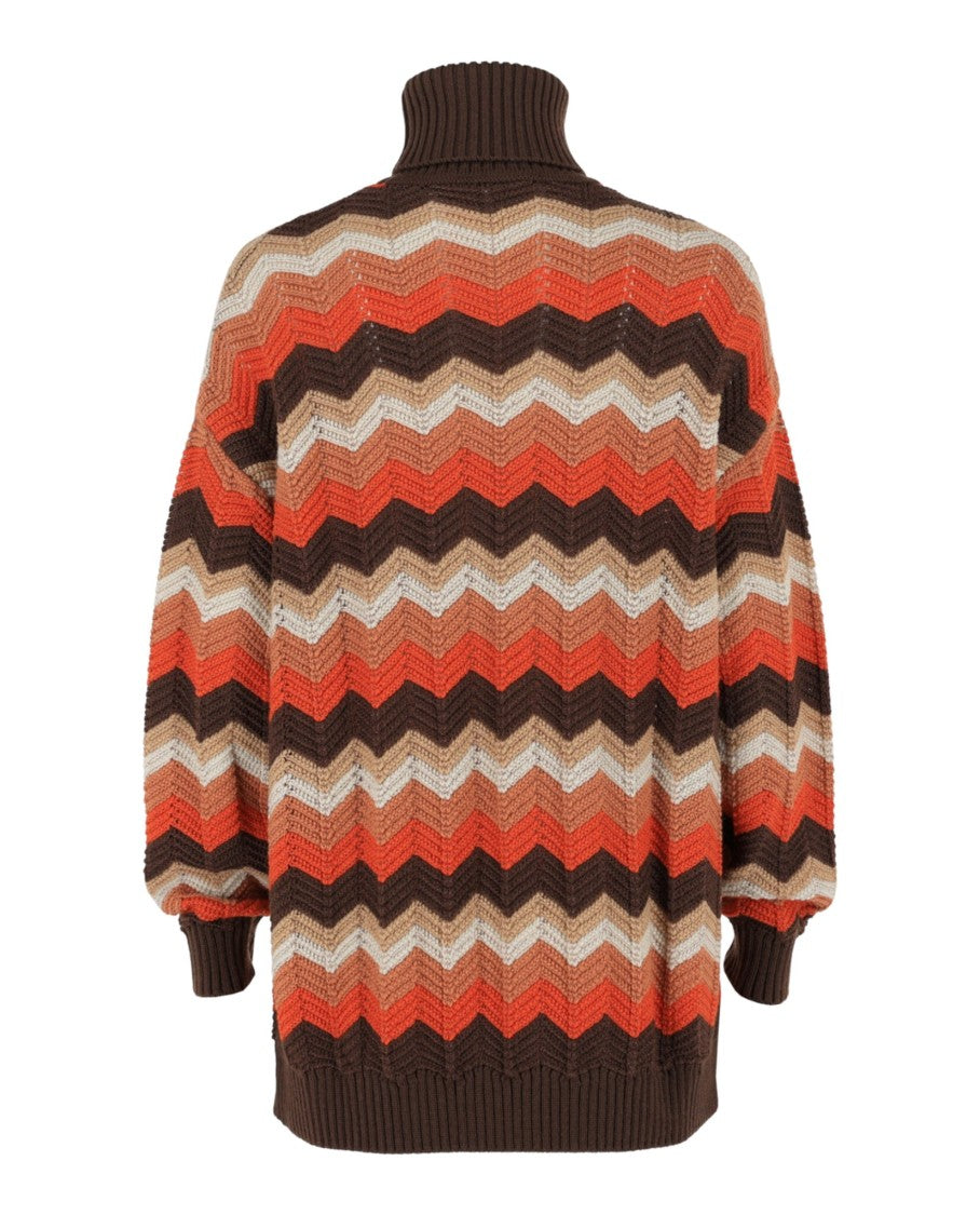 M Missoni Oversized Zigzag Turtleneck Sweater