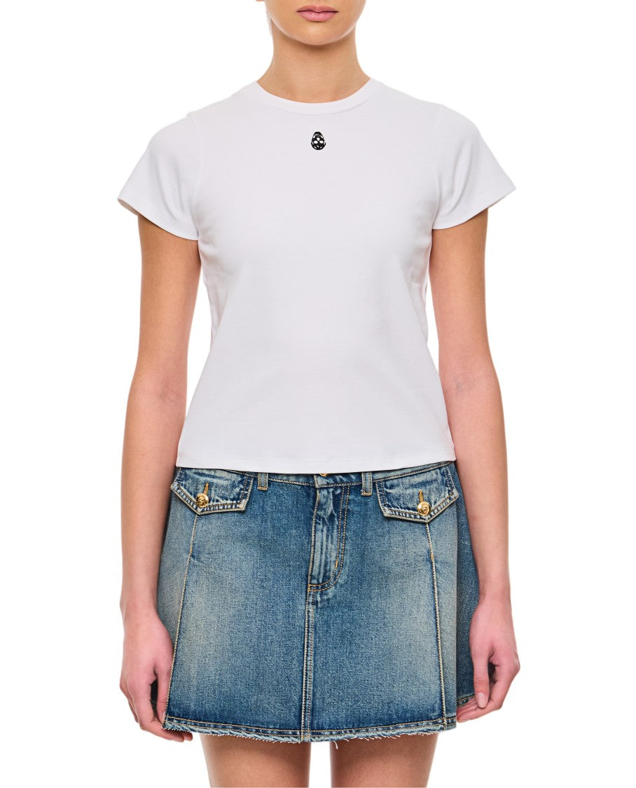 Alexander Mcqueen Crew-Neck Jersey T-Shirt With Embroidered Skull Logo