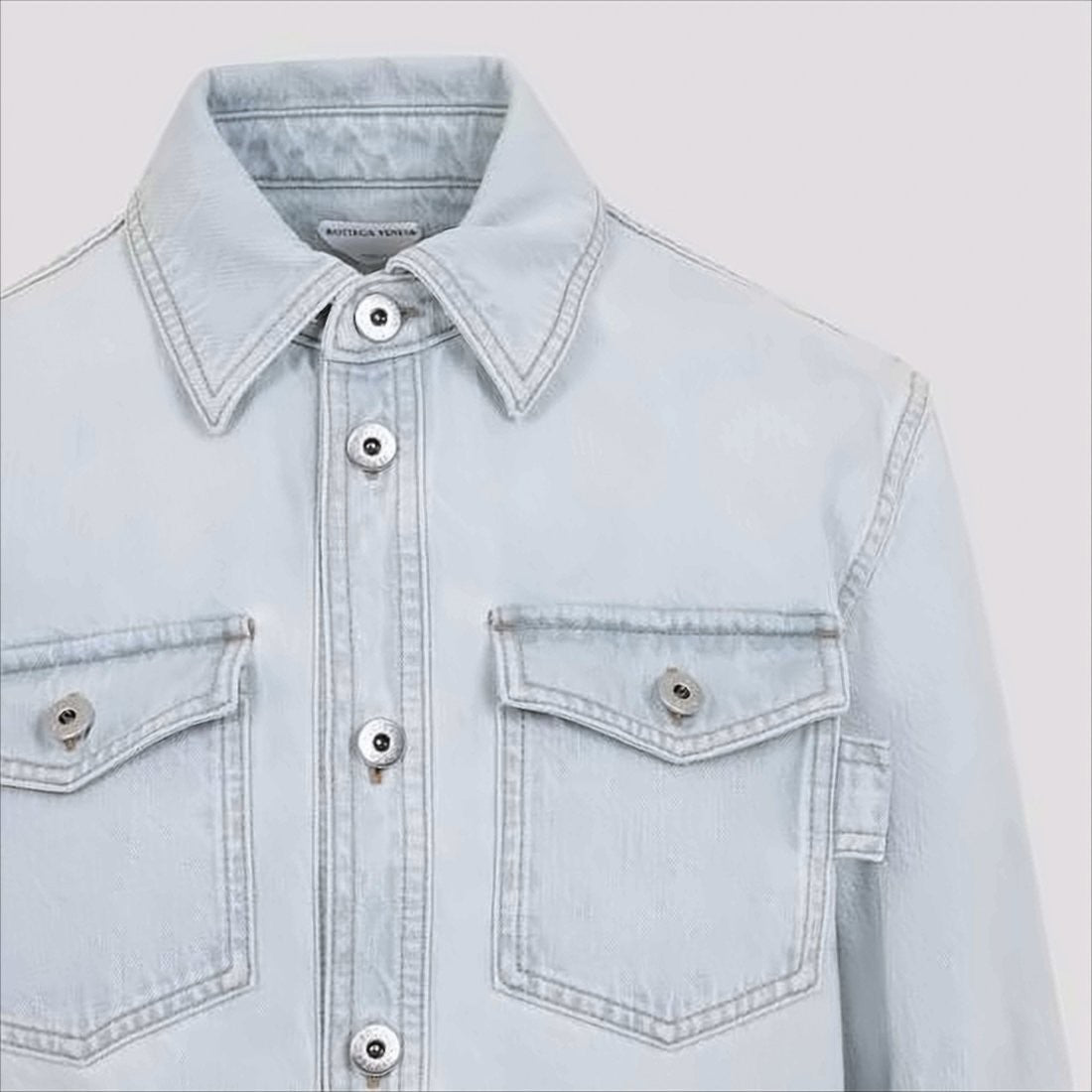 Bottega Veneta Light-Wash Denim Shirt With Classic Collar
