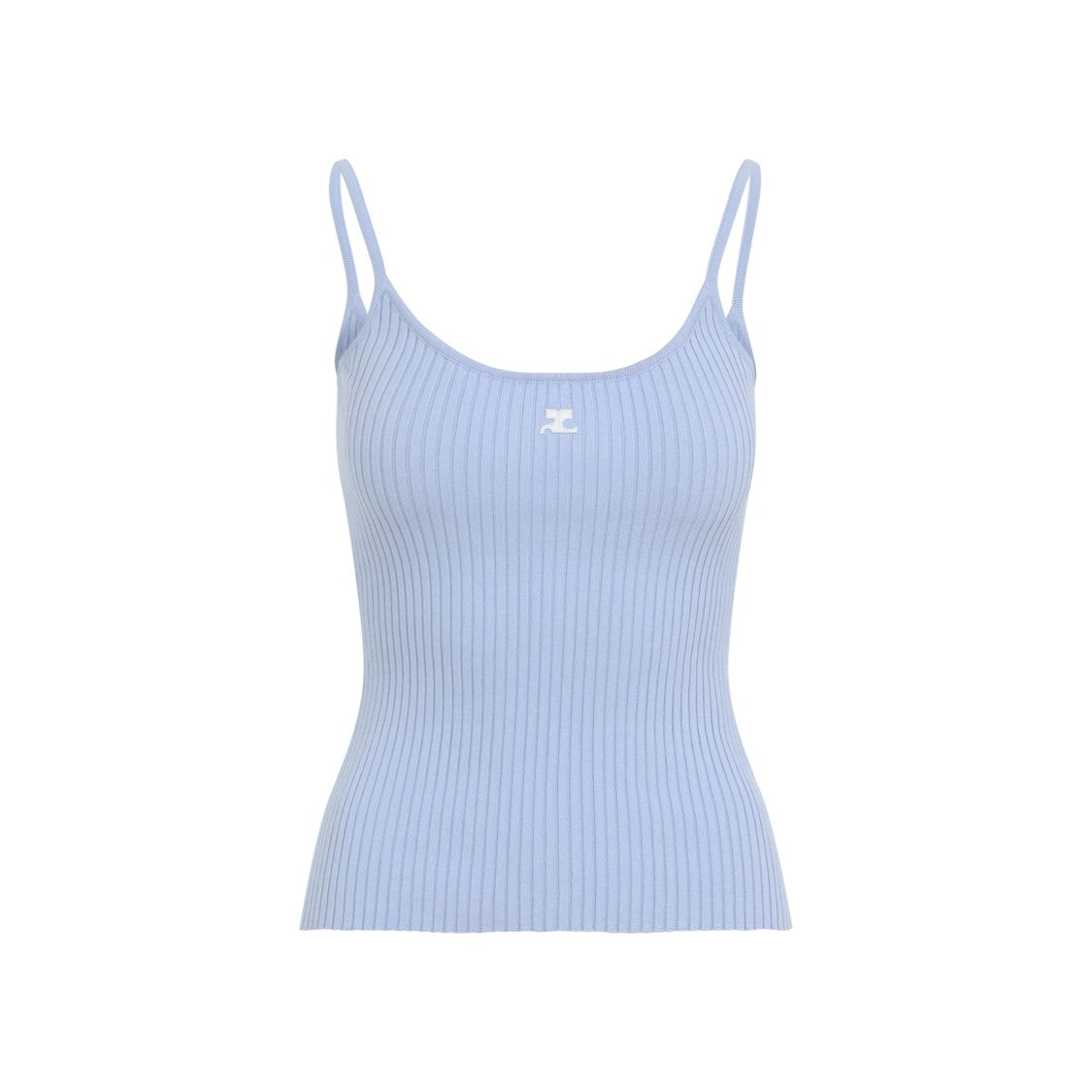 Courrèges Pastel Blue Rib Knit Tank Top