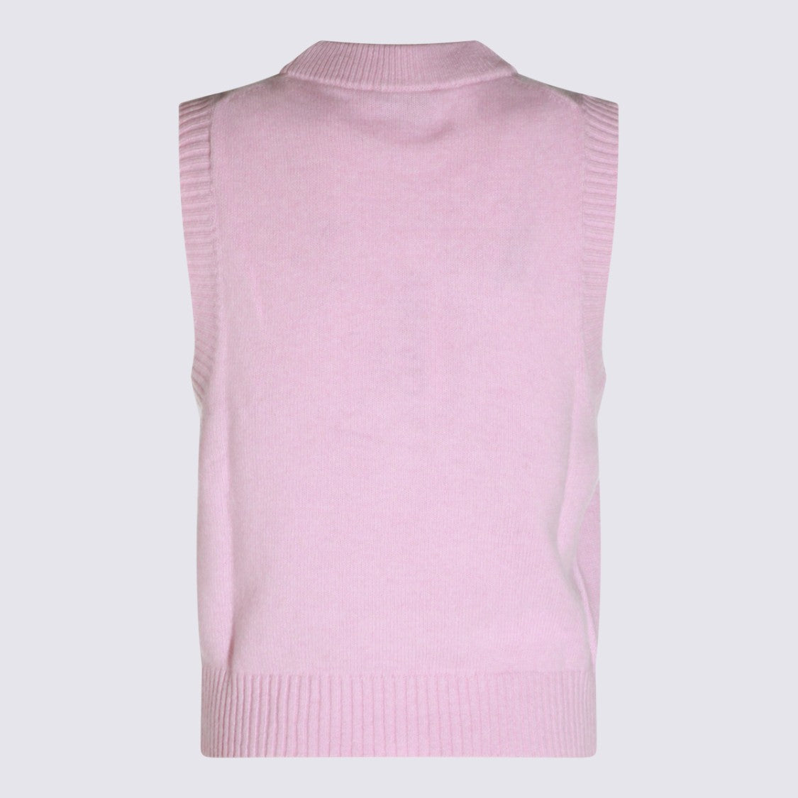 Ganni Sleeveless Knit Vest With Strawberry Graphic And Ribbed Detailing