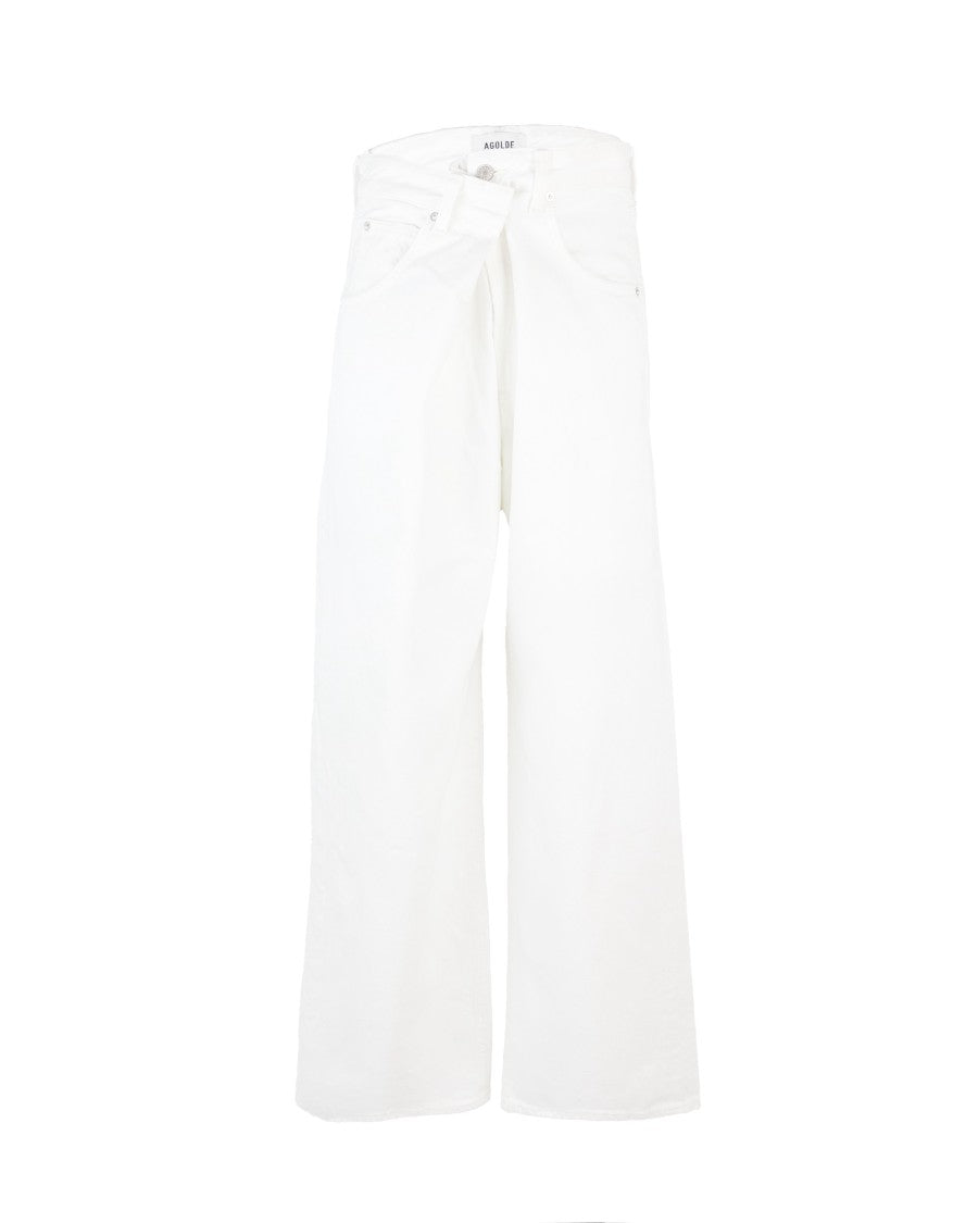 Agolde White Vana Fold Wide-Fold Jeans