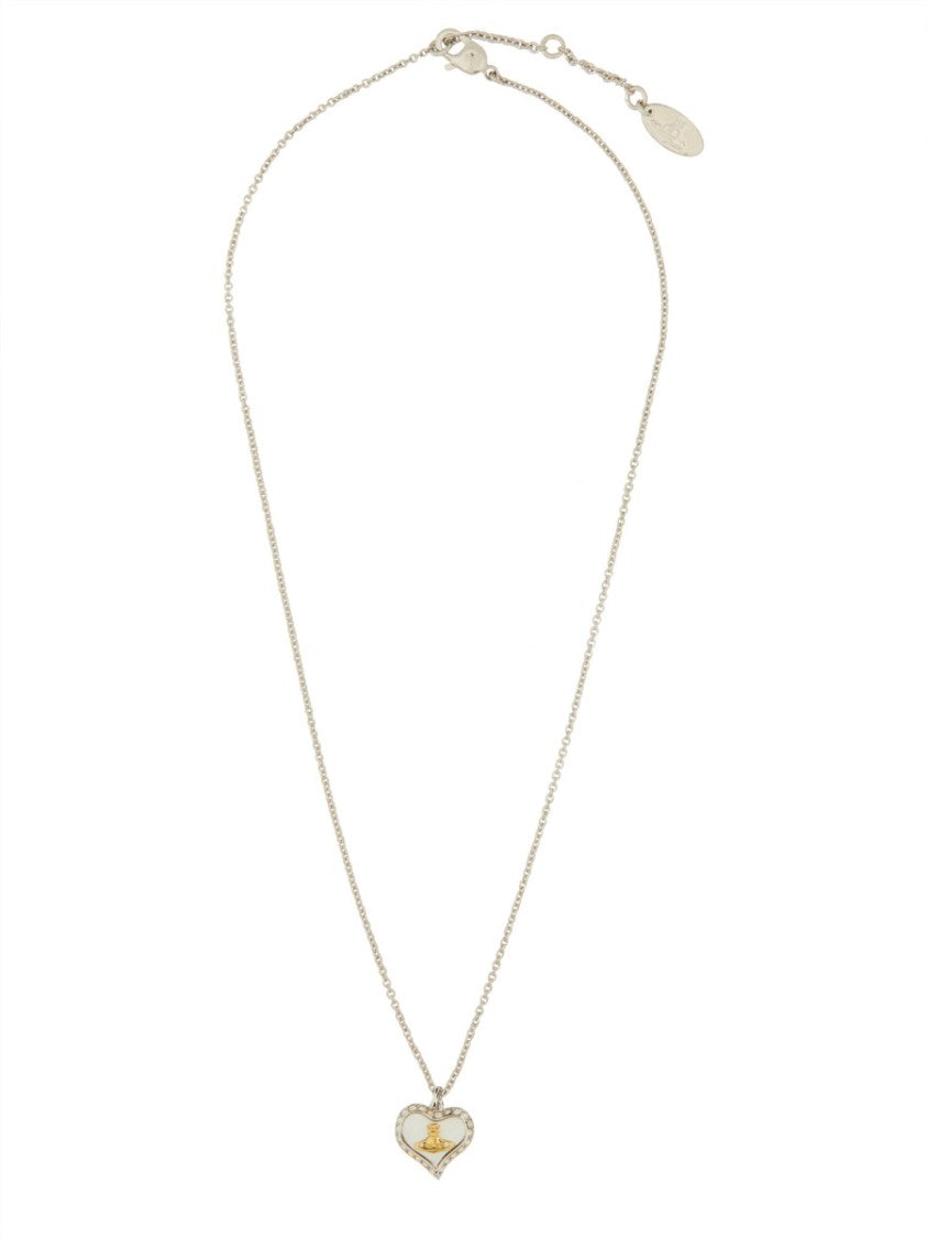 Vivienne Westwood Petra Heart-Shaped Pendant Brass Necklace