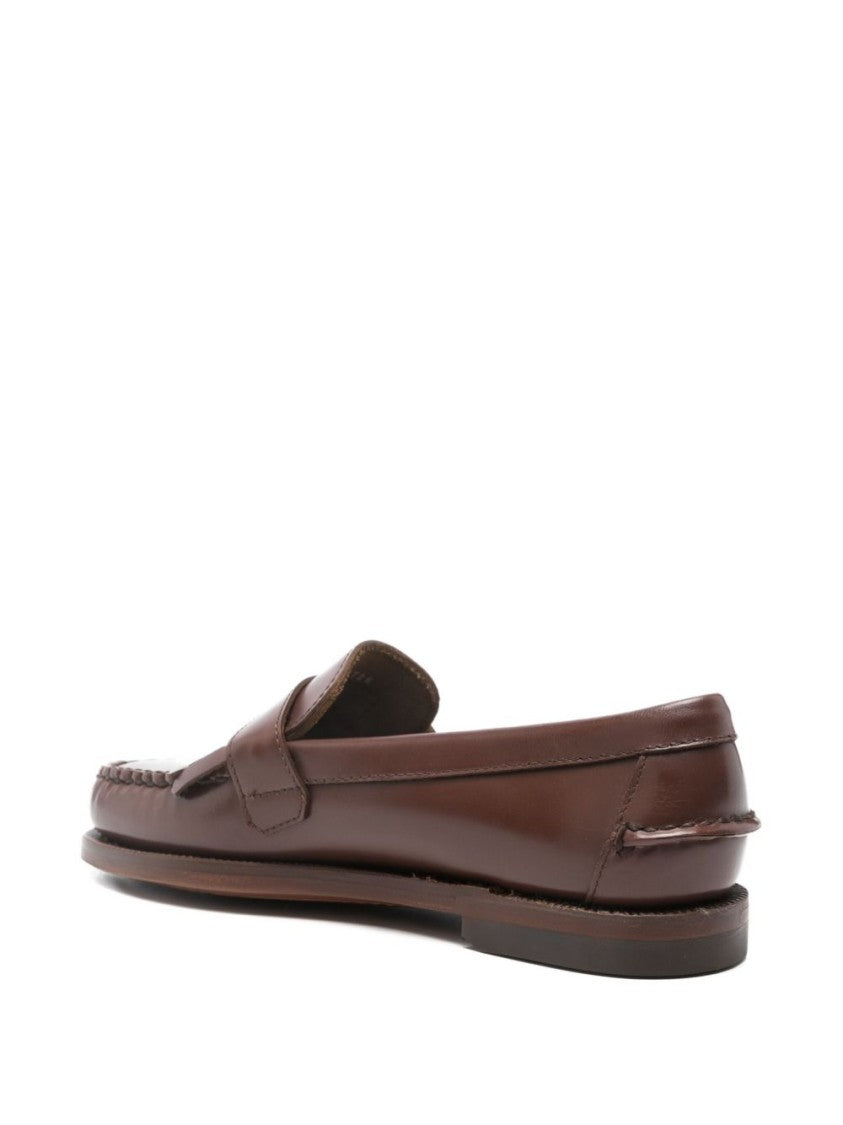 Sebago Moccasin-Toe Leather Loafers With Decorative Strap