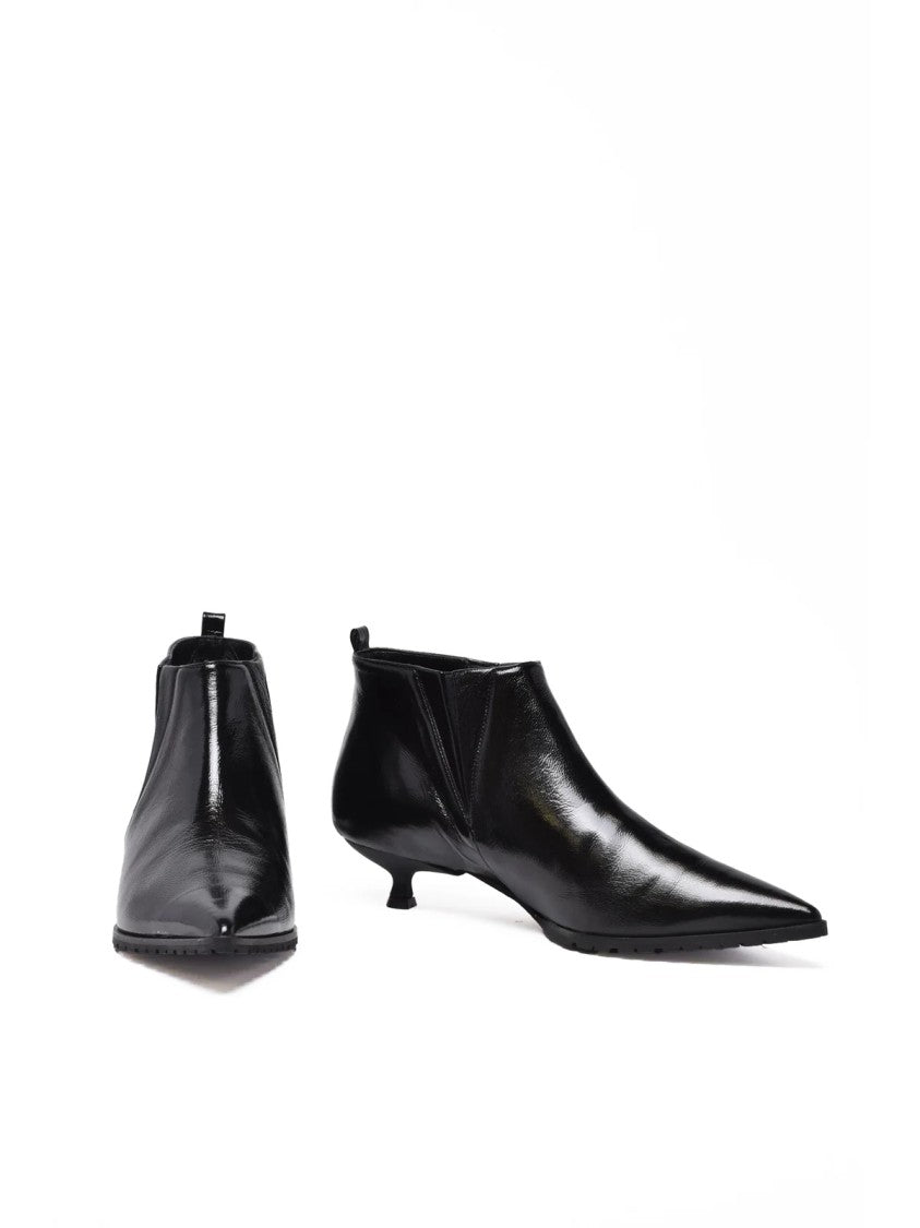 Fratelli Russo Black Patent Leather Pointed Ankle Boots