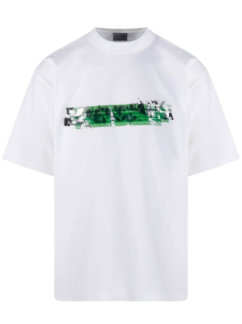 Balenciaga White Medium Fit Abstract Cotton T-Shirt