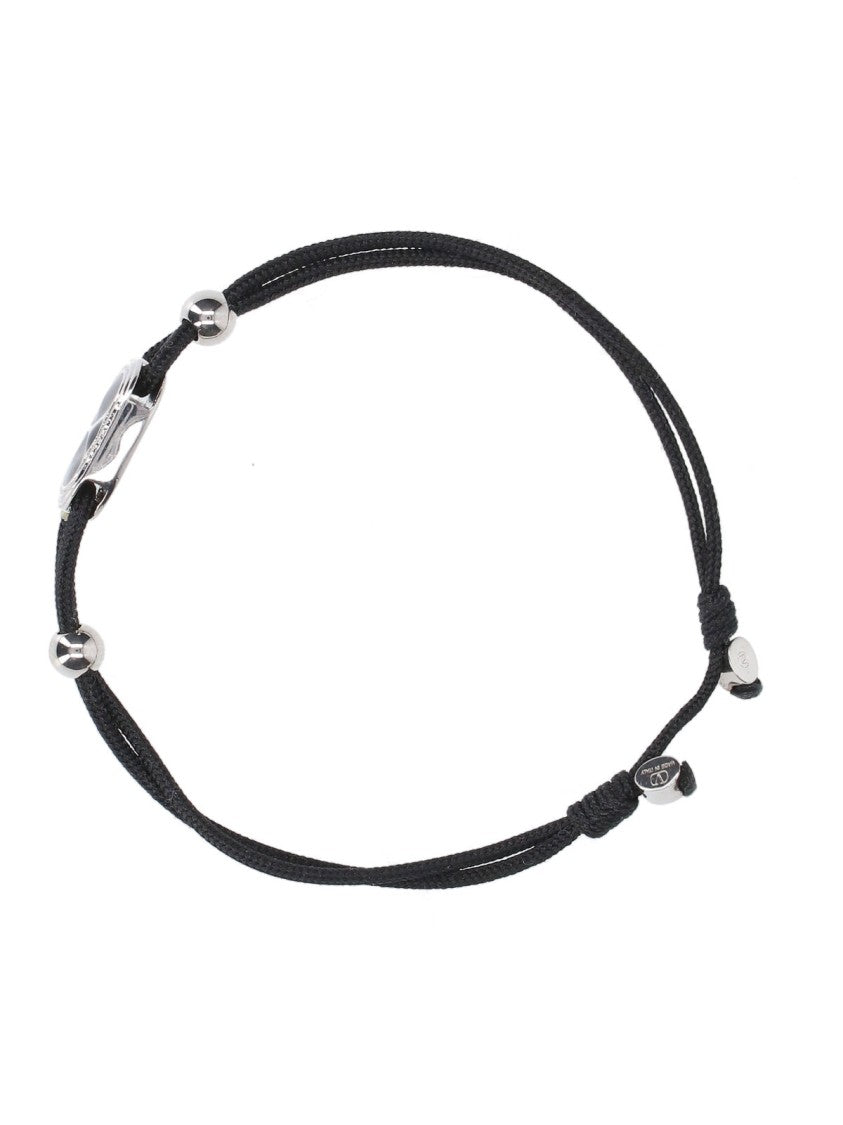 Valentino Garavani Black Vlogo Signature Fabric Charm Bracelet