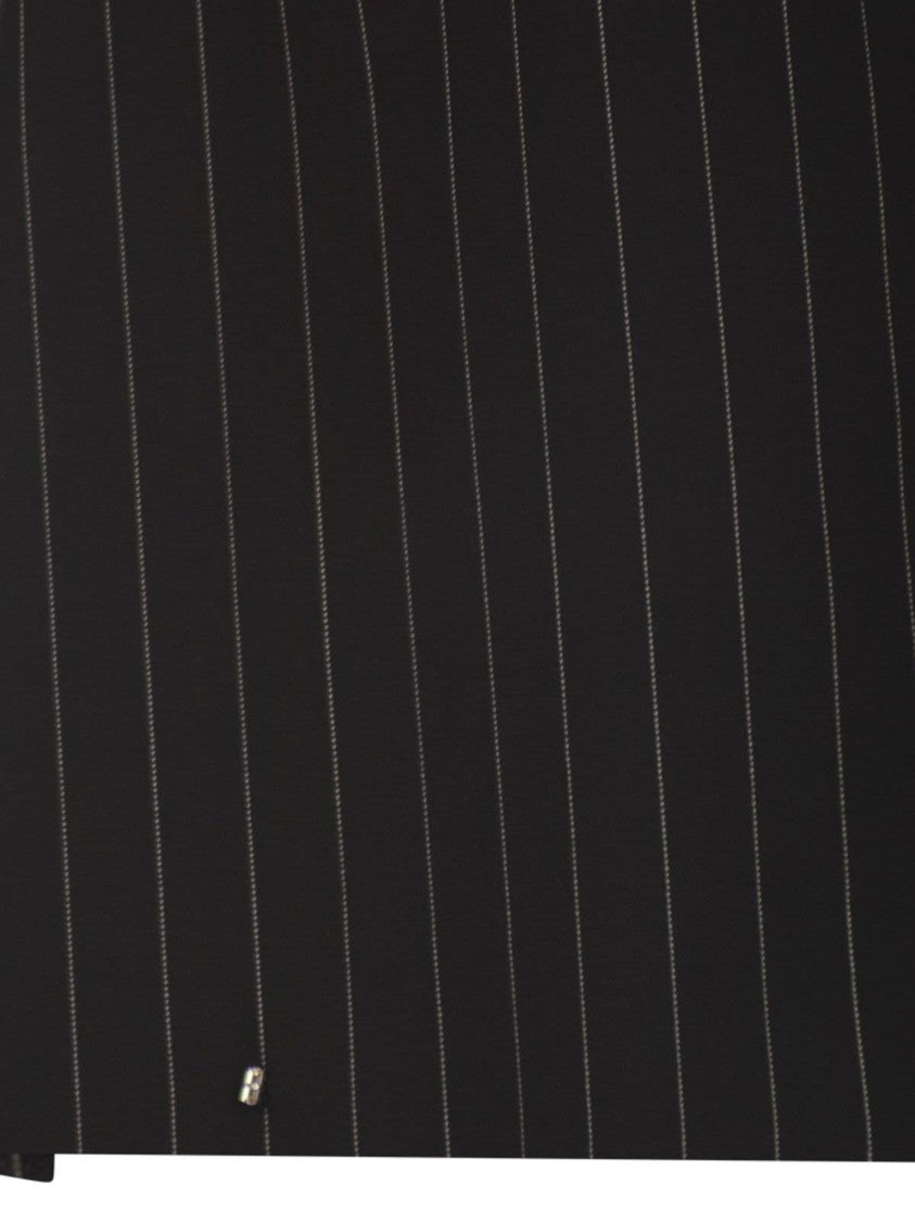 Sportmax Black Pinstripe Double Wrap Mini Skirt