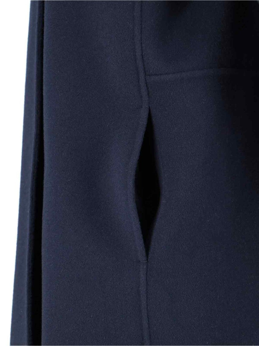 Max Mara Short Navy Virgin Wool Coat With Classic Lapel