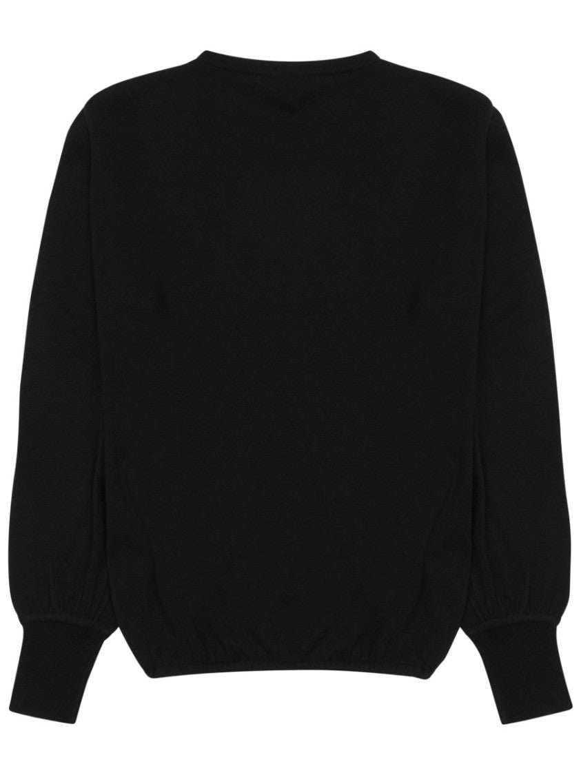 Oscar The Collection Cropped Black Long-Sleeve Top With Puffed Sleeves And Gathered Hem