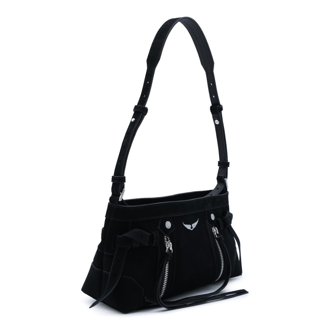Zadig & Voltaire Black Madison Mini Silver Hardware Suede Shoulder Bag