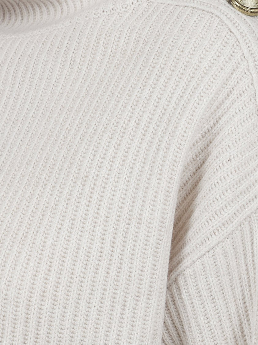 Brunello Cucinelli Ribbed Turtleneck Sweater With Button Detailing