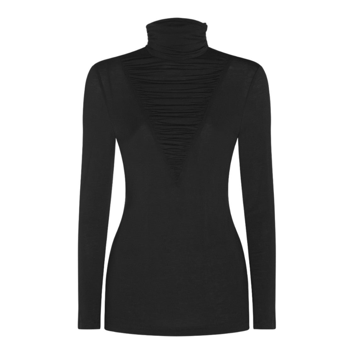 Nissa Ruched V-Panel Fitted Long-Sleeve Top