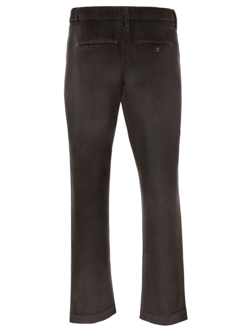 Jacob Cohen Brown Stretch Cotton Velvet Ribbed Pants