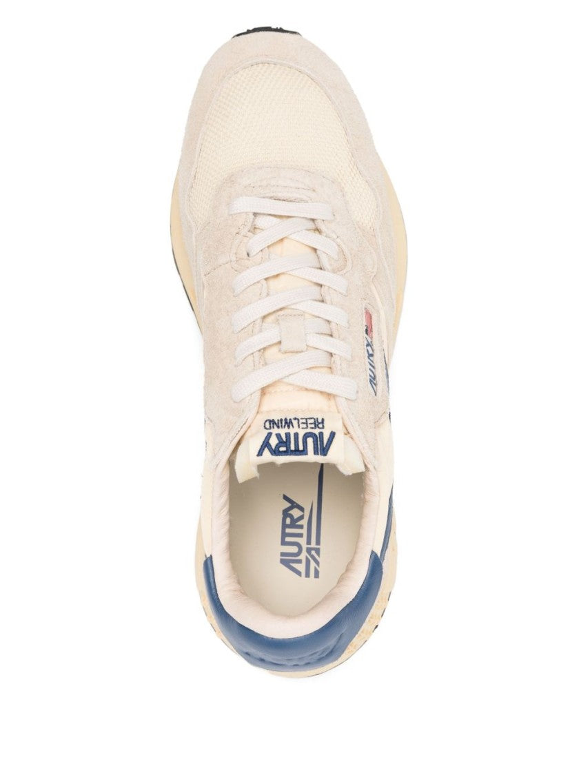 Autry Beige Sneakers With Navy Blue Accents
