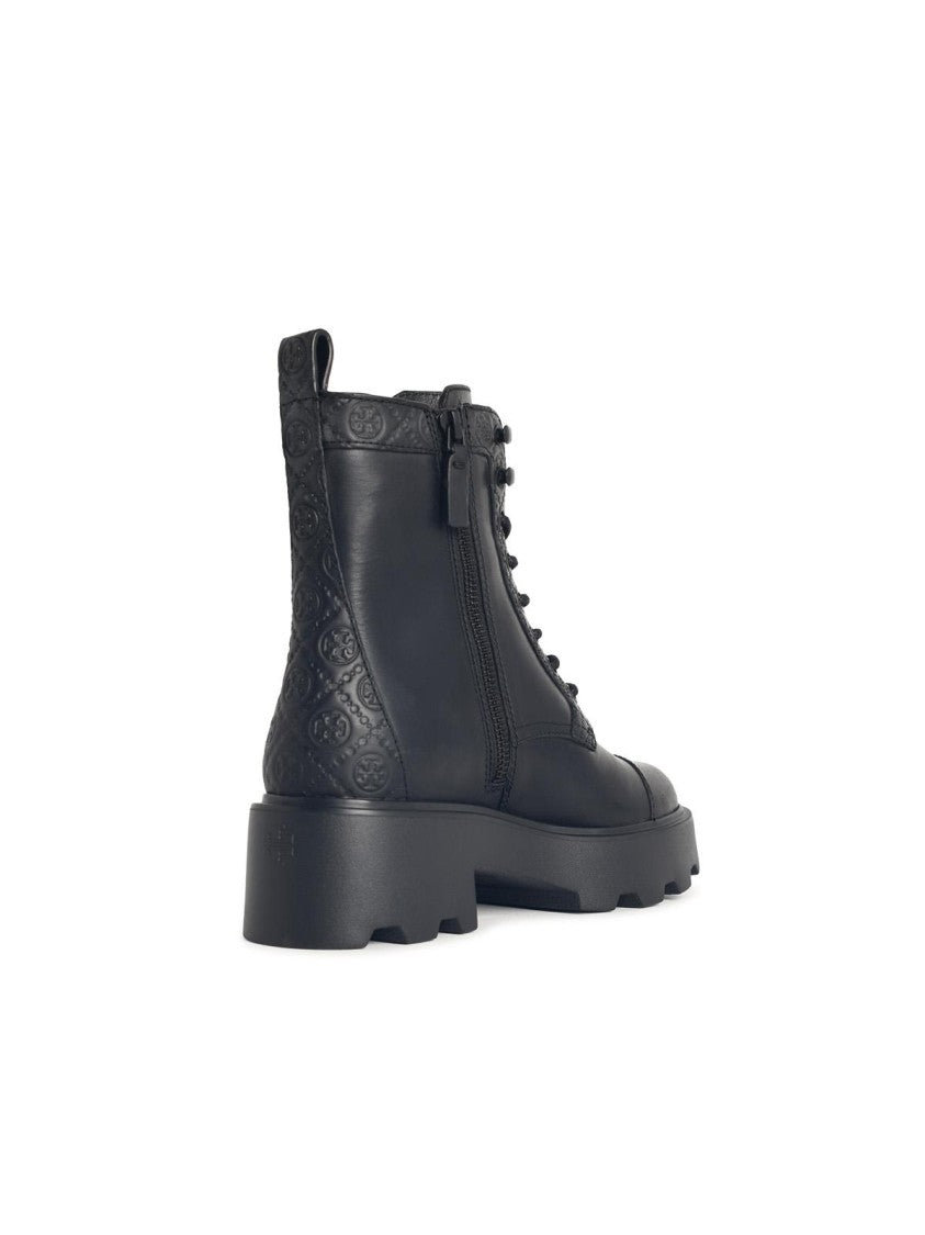 Tory Burch 'T Monogram' Black Leather Ankle Boots