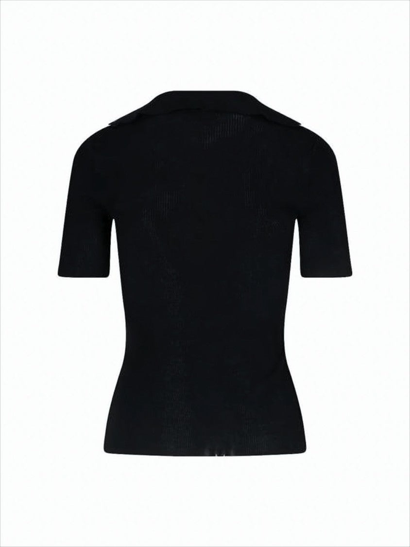 Vivienne Westwood Fitted Short-Sleeve Sweater With Deep V-Neck And Emblem