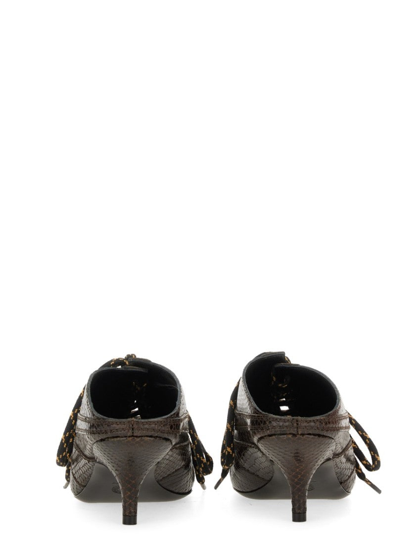 Dries Van Noten Textured Pointed Toe Leather Kitten Heel Mules