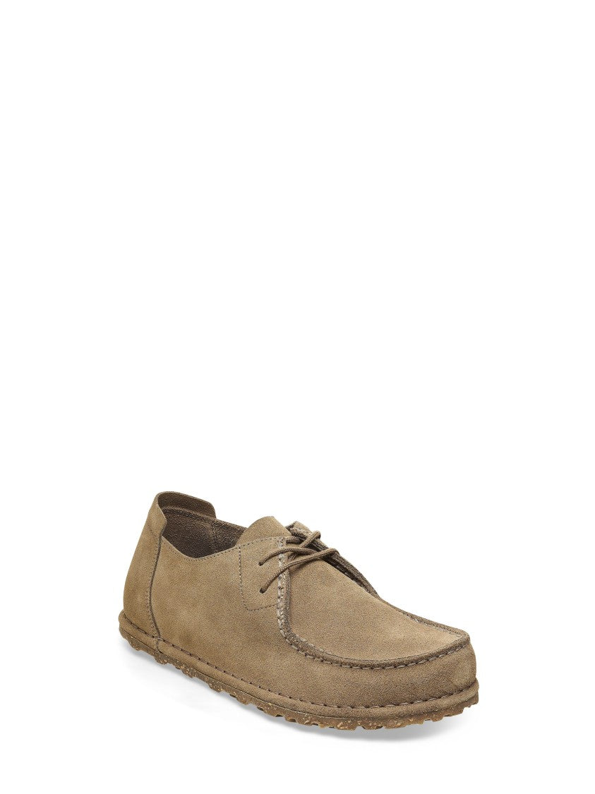 Birkenstock Lace-Up Suede Leather Sandals In Gray Taupe