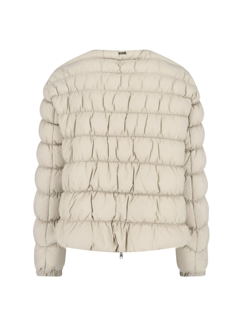 Herno White Jacket With Structured Silhouette And High Collar