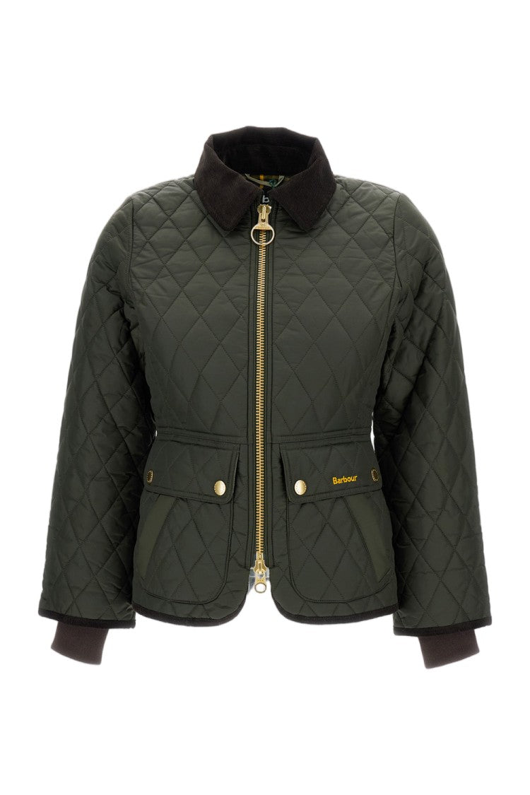 Barbour Slim Fit Quilted Jacket With Suede Details
