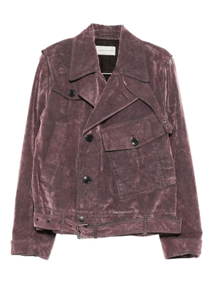 Dries Van Noten Lilac Purple Corduroy Belted Hem Jacket