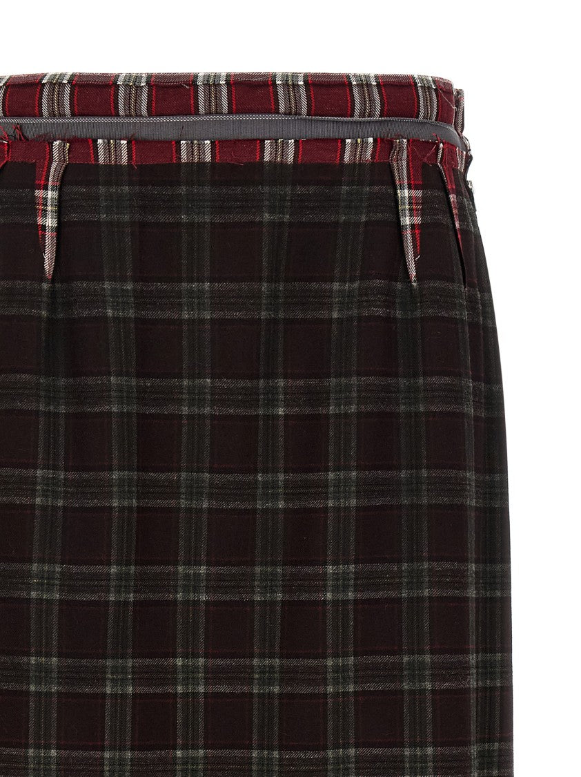 Maison Margiela Checked Wool Blend 'Rovesciato' Skirt