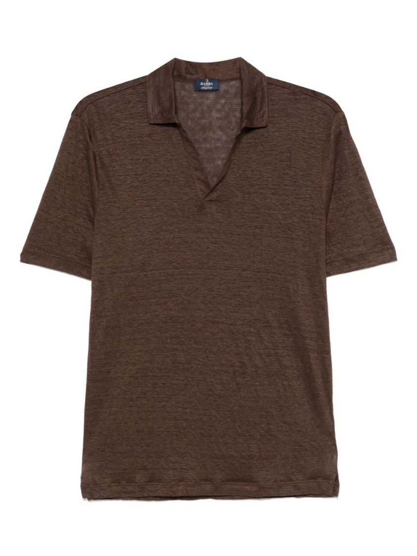 Barba Relaxed-Fit Brown Polo T-Shirt With Subtle Texture