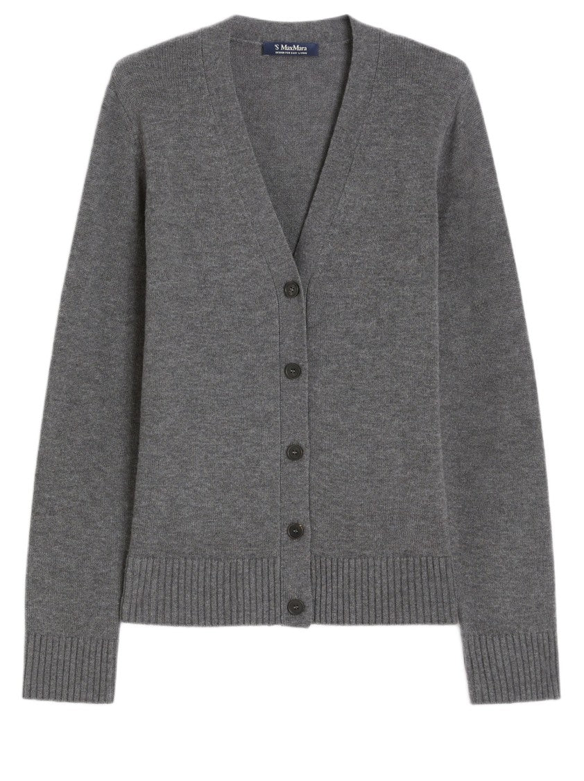 Max Mara Relaxed Fit V-Neck Cardigan With Horn Button Closure