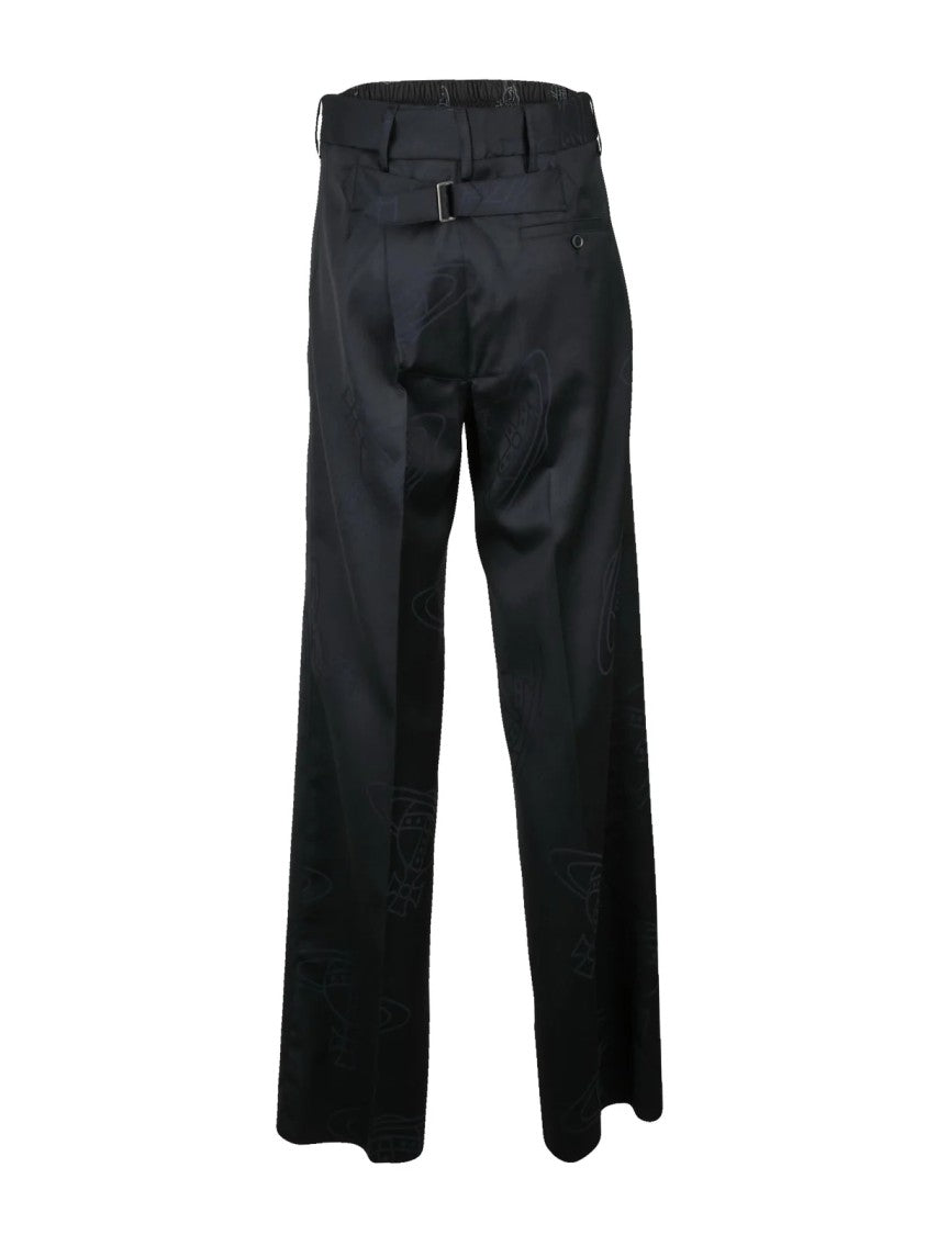 Vivienne Westwood High Waist Wide Leg Trousers With Pleats And Zip Closure