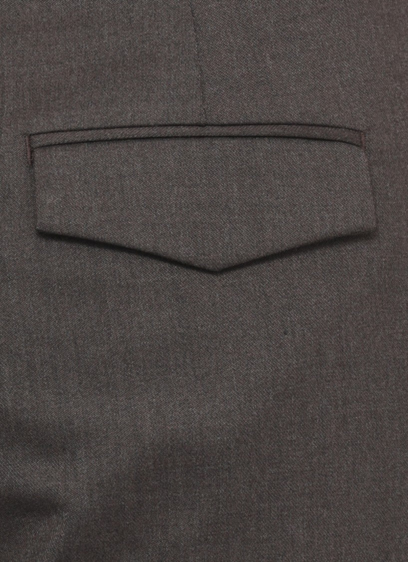 Peserico Grey Lapel Hem Formal Pants