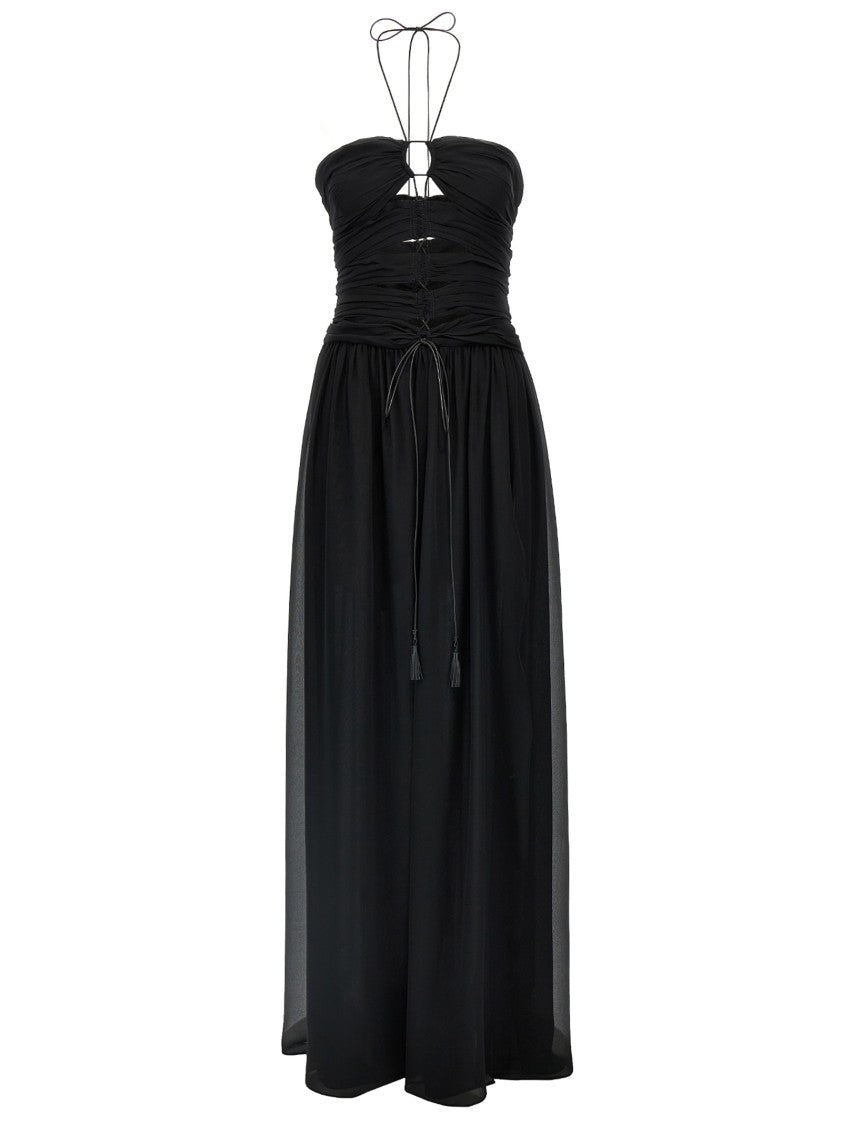 Tom Ford Cut-Out Detail Silk Maxi Dress With Draped Front