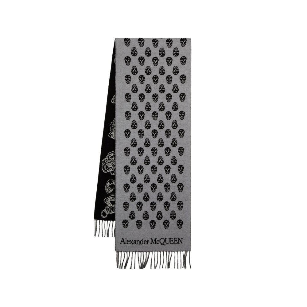 Alexander Mcqueen Ribbon Reverse Scarf - Wool - Grey