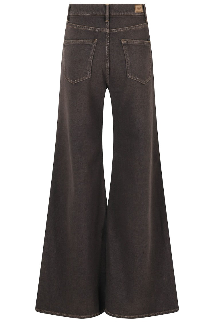 Cigala`S Brown High-Waisted Flared Stretch Cotton Jeans