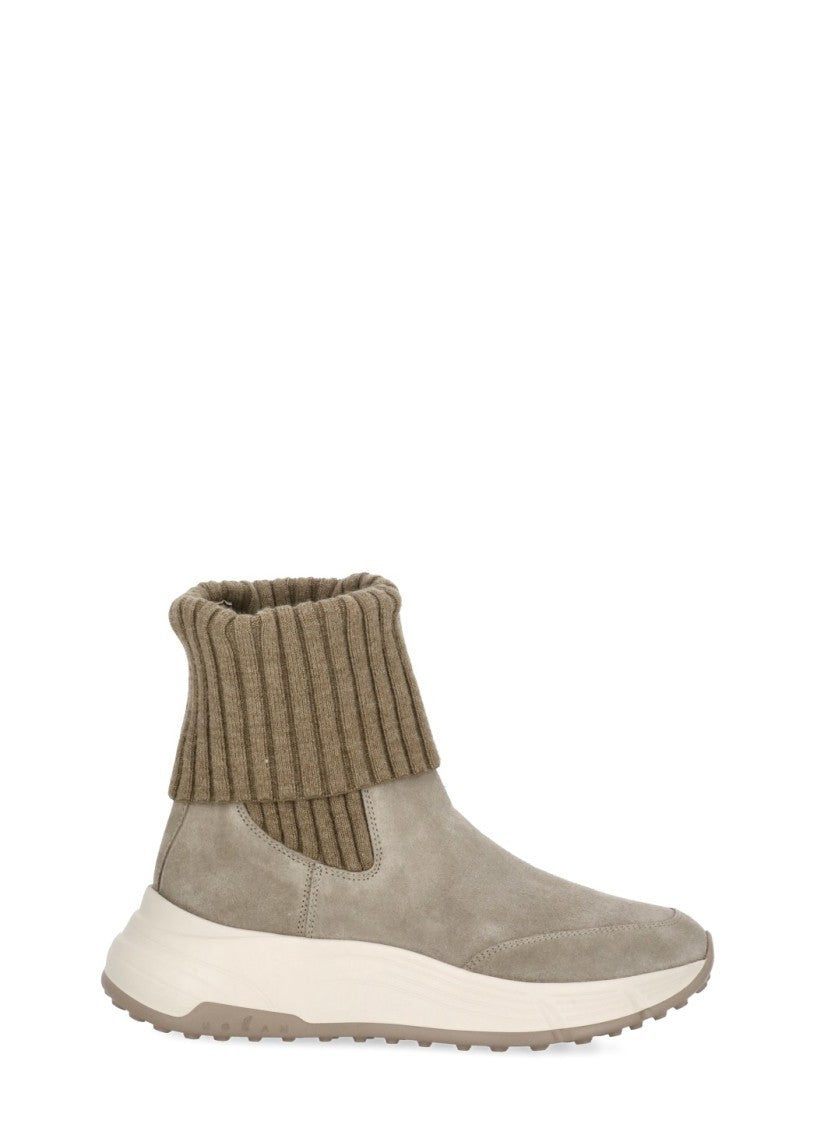 Hogan High-Top Suede Sneakers With Elasticated Fabric Panels