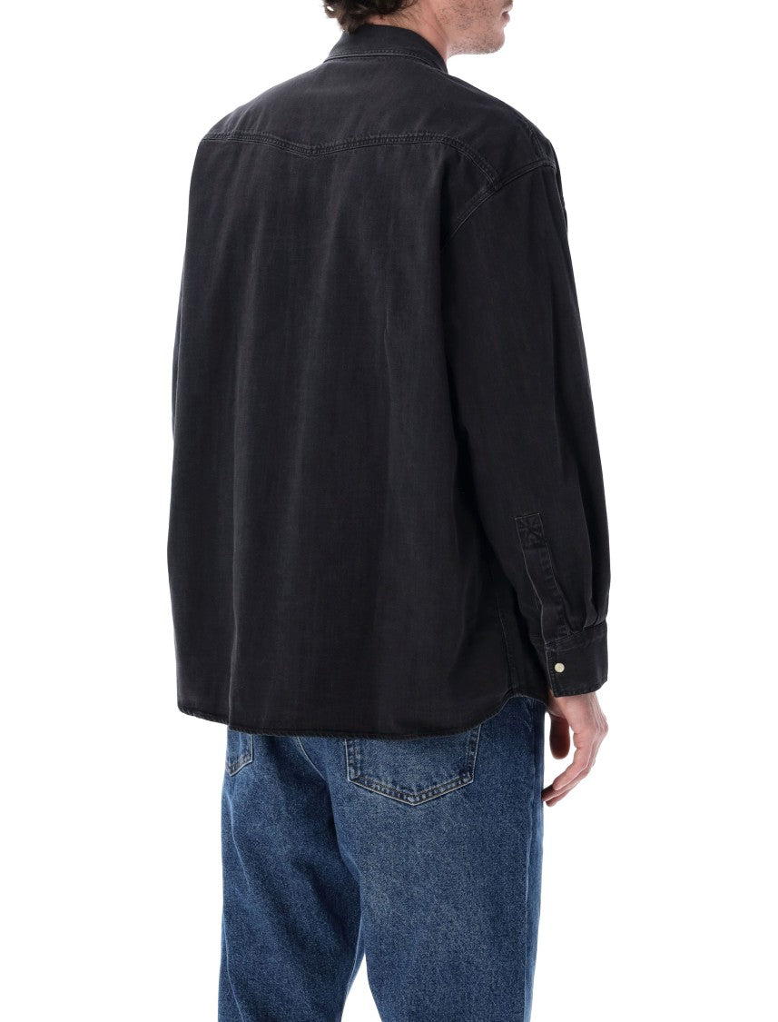 Studio Nicholson Mylo Relaxed Black Denim Texana Shirt