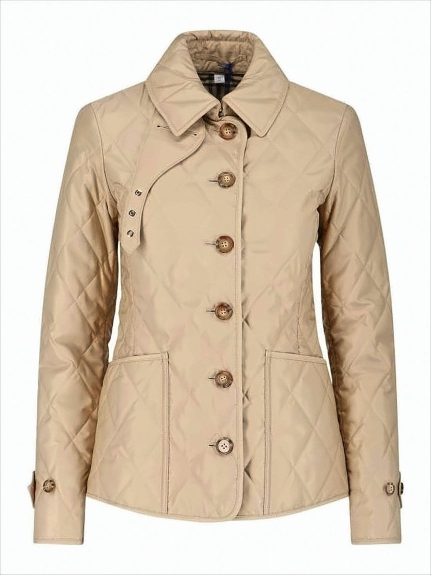 Burberry Diamond-Stitched Quilted Burberry Jacket With Structured Collar