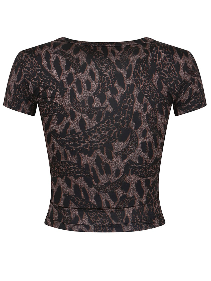 Fiorucci Fitted Crop Top With Abstract Animal Print