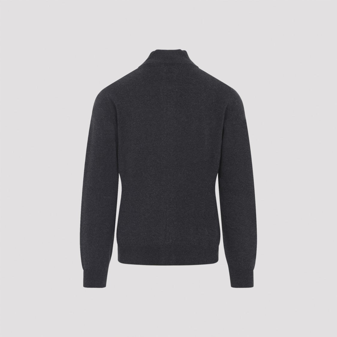 Canali Dark Neutral Wool-Cashmere Blend Zip-Through Sweater