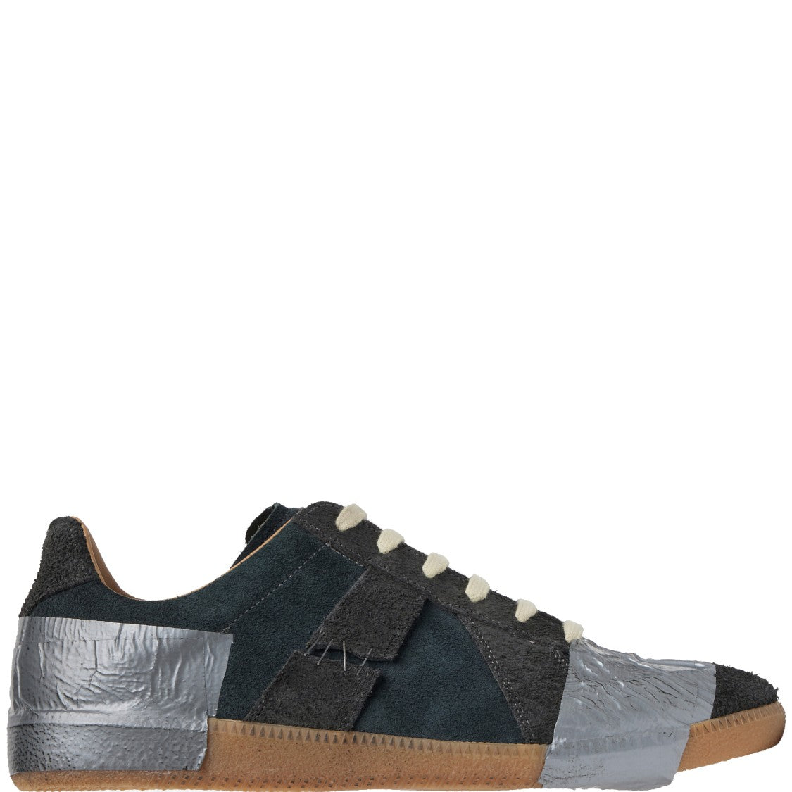 Maison Margiela Textured Leather Sneakers With Contrasting Appliqués