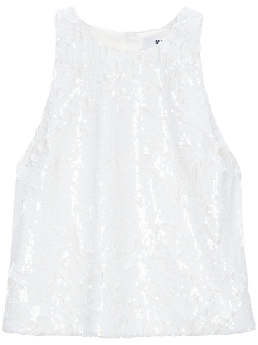Msgm Shimmering Sequin Sleeveless Top