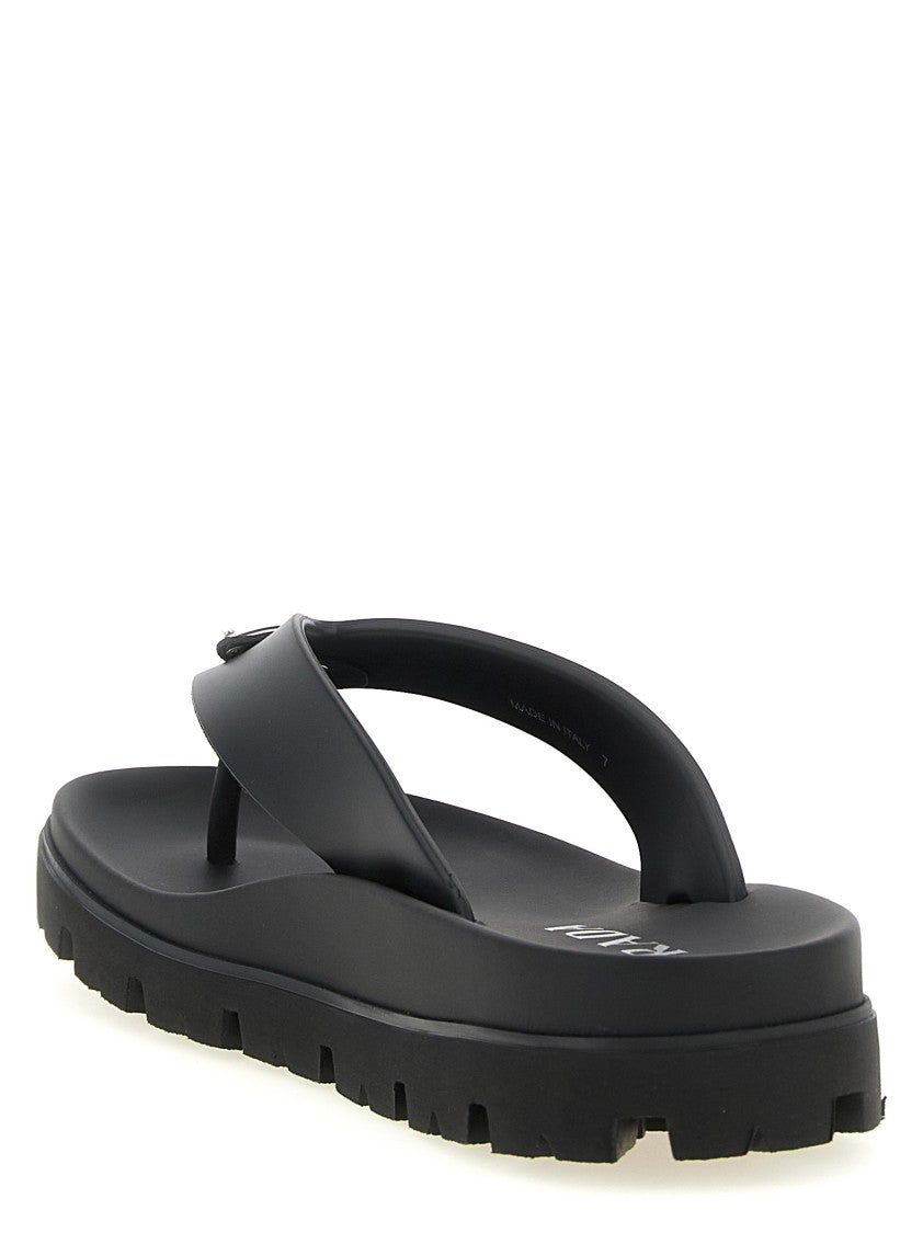 Prada Triangle Logo Sandals