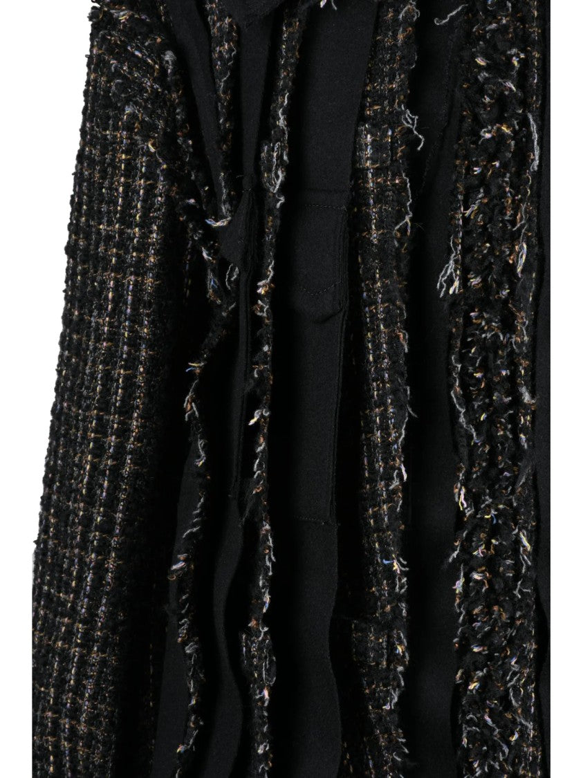 Sacai Black Patchwork Wool-Blend Coat