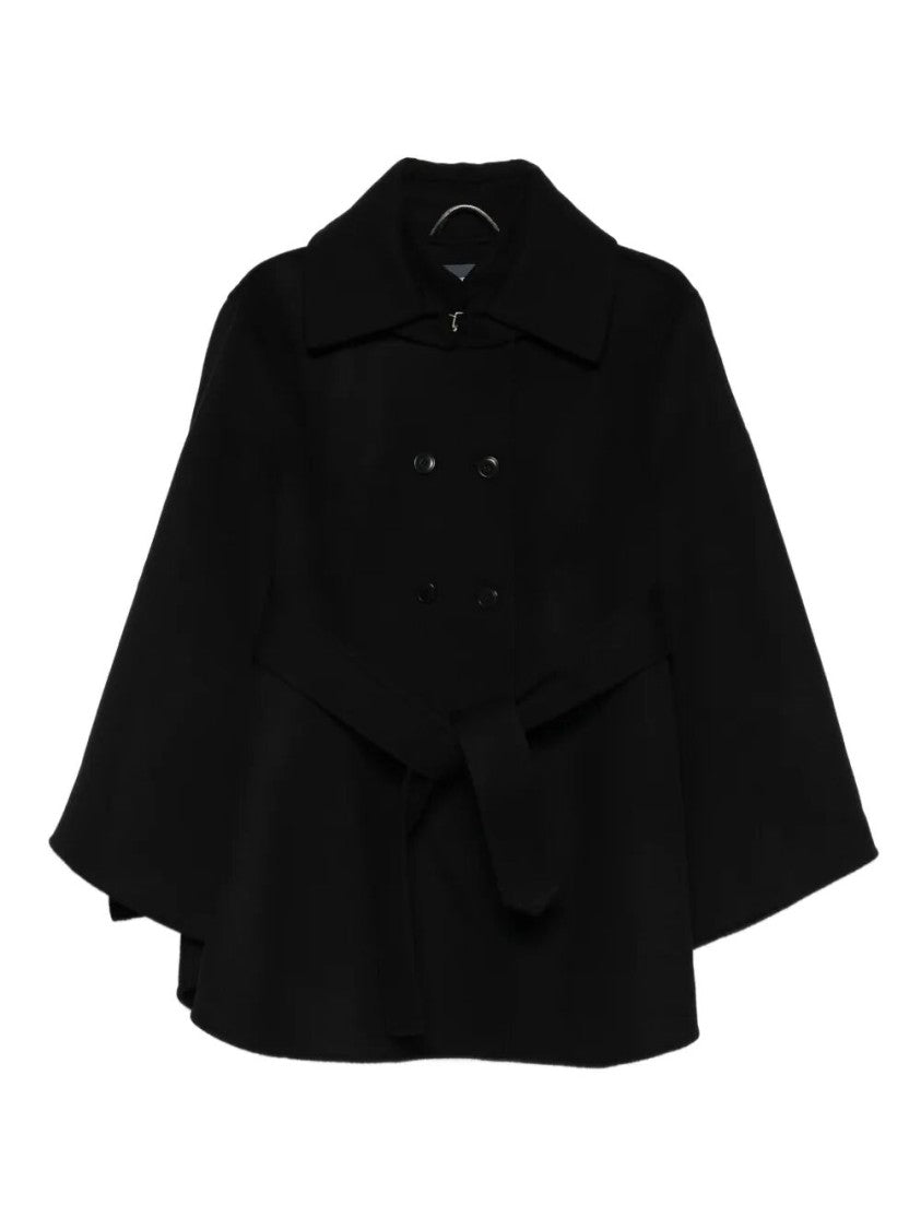 Ermanno Scervino Double-Breasted Wool Cape With Belted Waist
